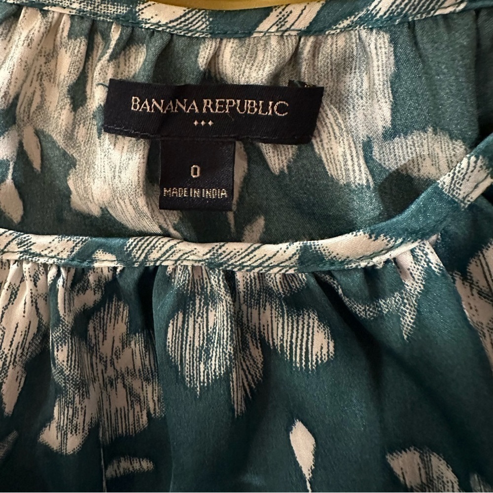 Banana Republic teal white floral tie strap mini dress sz 0 - Picture 3 of 3